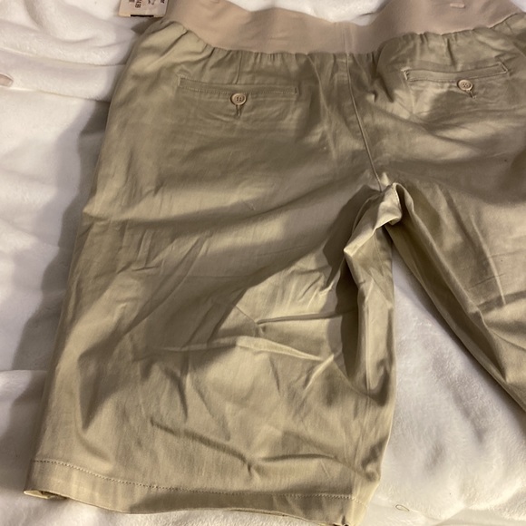 NEW planet motherhood maternity large satin Bermuda- khaki shorts - Picture 5 of 11